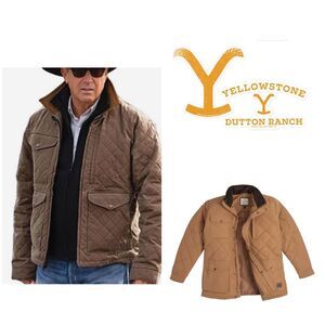 Yellowstone Dutton Ranch quilted barn jacket coat in wheat size medium NWT